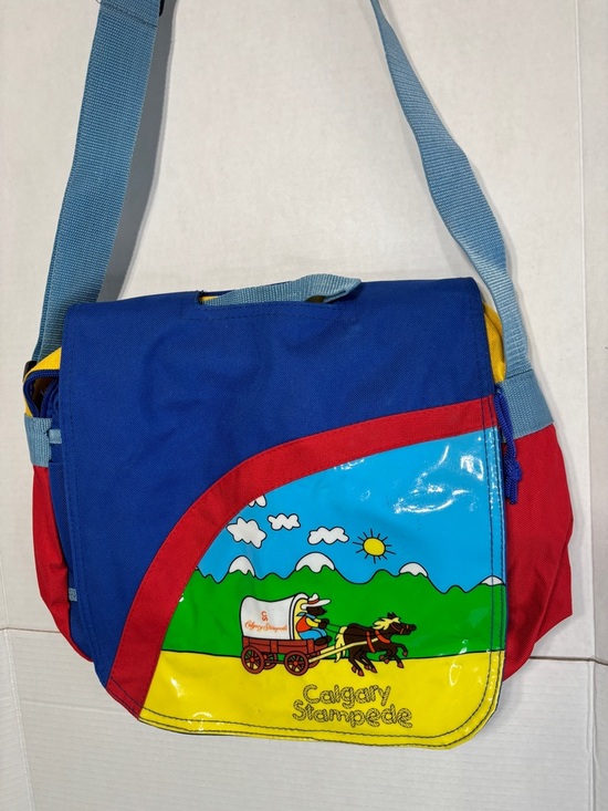 Vintage Calgary Stampede Merch Kids Colorblock Messenger Bag Rodeo Theme - Picture 2 of 10